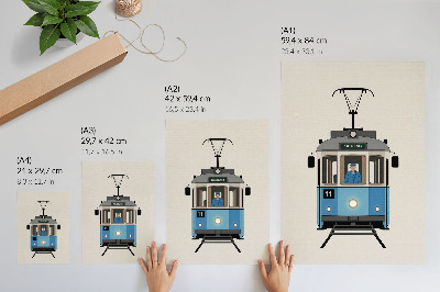 Nowoczesna grafika na płótnie Tramwaj retro w stylu minimalistycznym