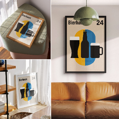 Plakat z teksturą płótna Kontrastowe barwy i geometryczne formy