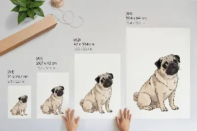 Nowoczesna grafika na płótnie portret psa w stylu ilustracyjnym utrzymany w delikatnych barwach