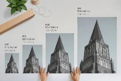 Plakat ścienny strzelista gotycka wieża z detaliczną strukturą