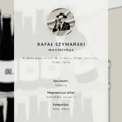 Nowoczesna grafika na płótnie minimalistyczna ilustracja przedstawiająca czarno-białą dłoń z butelką