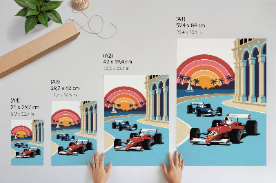 Plakat z teksturą płótna Wyścig ilustracja