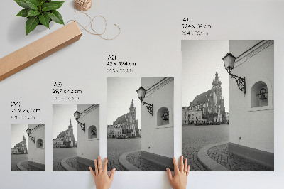 Plakat z teksturą płótna Czarno-biała architektura elegancja symetria
