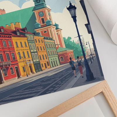 Plakat na płótnie Kolorowe kamienice niebieskie niebo architektura