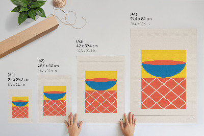 Nowoczesna grafika na płótnie Żółtka błękitna czerwona kompozycja geometryczna