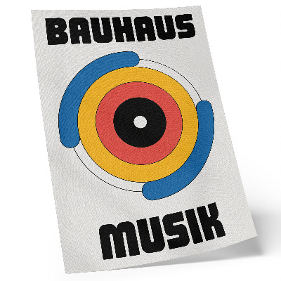 Plakat z teksturą płótna Okręgi w stylu Bauhaus mocne kolory nowoczesność