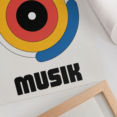 Plakat z teksturą płótna Okręgi w stylu Bauhaus mocne kolory nowoczesność
