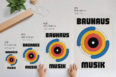 Plakat z teksturą płótna Okręgi w stylu Bauhaus mocne kolory nowoczesność