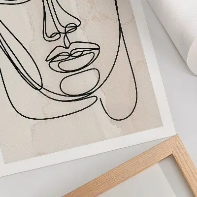 Nowoczesna grafika na płótnie minimalistyczna twarz w odcieniach beżu i czerni