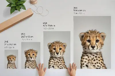 Plakat ścienny uroczy gepard na minimalistycznym tle