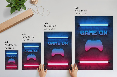 Plakat na płótnie Neony pikselowy napis pad grający dynamika