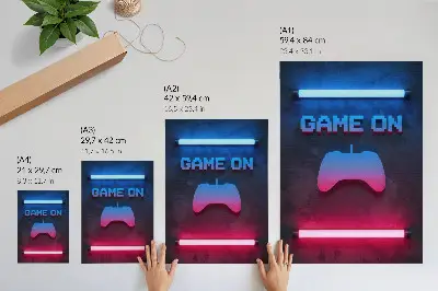 Plakat na płótnie z neonowym napisem w stylu pikselowej gry