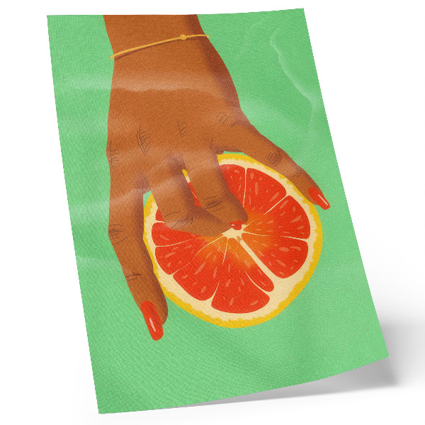 Nowoczesna grafika na płótnie Ręka z grejpfrutem żywe kolory pop art
