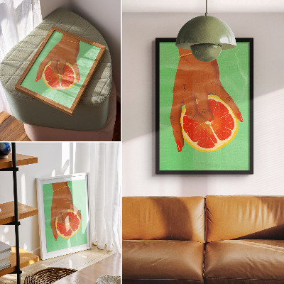 Nowoczesna grafika na płótnie Ręka z grejpfrutem żywe kolory pop art