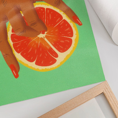 Nowoczesna grafika na płótnie Ręka z grejpfrutem żywe kolory pop art