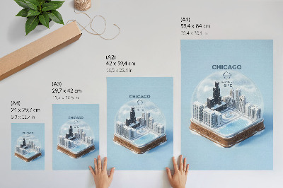 Plakat ścienny Miniaturowe miasto w zimowej scenerii