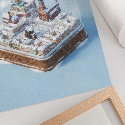 Nowoczesna grafika na płótnie Zimowy Gdańsk pod śniegiem w szklanej kuli