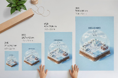 Plakat z teksturą płótna Kula śniegowa Helsinki