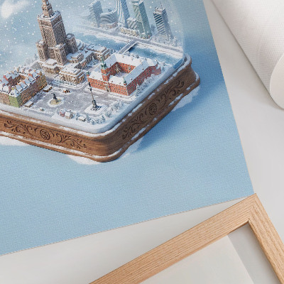 Plakat na płótnie Warszawa zima szklana kula śnieg architektura