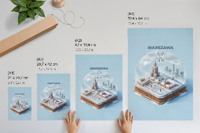 Plakat na płótnie Warszawa zima szklana kula śnieg architektura