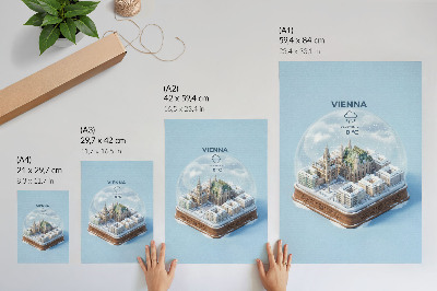 Plakat ścienny Miniaturowa panorama Wiednia w szklanej kuli