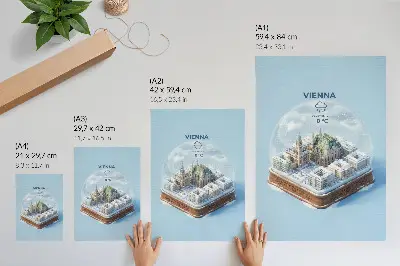 Miniaturowa panorama Wiednia w szklanej kuli plakat ścienny