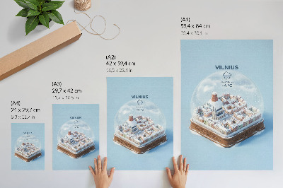 Nowoczesna grafika na płótnie Miniaturowe miasto w kuli zimowy klimat magia