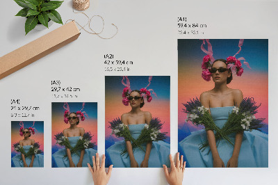 Plakat z teksturą płótna Stylizacja kwiatowa