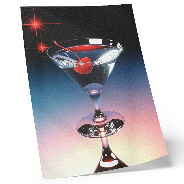Nowoczesna grafika na płótnie Kieliszek koktajlowy elegancja czerwona wisienka