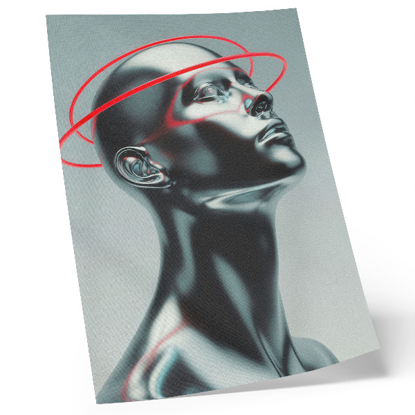 Plakat z teksturą płótna Futurystyczna rzeźba nowoczesność czerwień szarość
