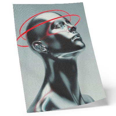 Plakat z teksturą płótna Futurystyczna rzeźba nowoczesność czerwień szarość