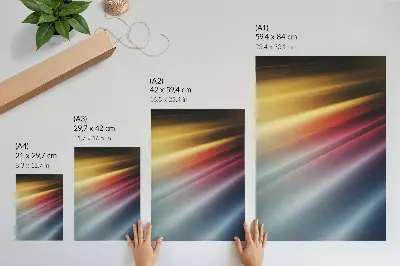 Nowoczesna grafika na płótnie z barwnymi pasami od żółtego do granatowego