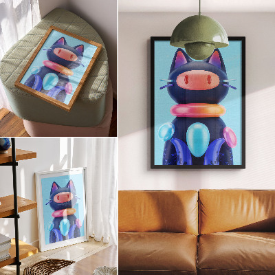 Plakat ścienny Urocze stworzenie futurystyczny klimat żywe kolory