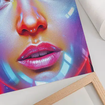 Plakat z teksturą płótna futurystyczny portret pełen energii w kolorze