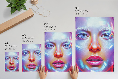 Plakat z teksturą płótna Futurystyczny portret pełen energii kolory