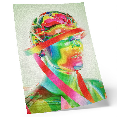 Plakat ścienny Kolorowe fale na futurystycznej postaci