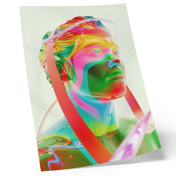 Nowoczesna grafika na płótnie Kolorowy futurystyczny portret postaci