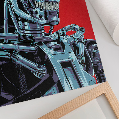 Plakat na płótnie Futurystyczny robot na czerwonym tle