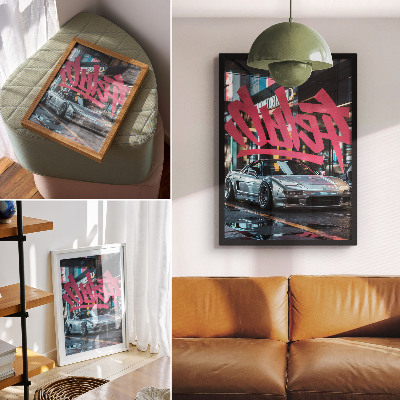 Plakat z teksturą płótna Samochód graffiti