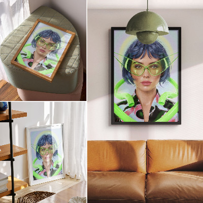 Plakat ścienny Futurystyczny portret kobiety z energią koloru