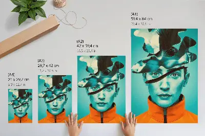 Plakat na płótnie surrealistyczne dzieło z dynamicznymi formami w kontrastujących kolorach