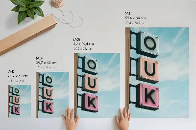 Nowoczesna grafika na płótnie z neonowymi literami w pastelowych kolorach