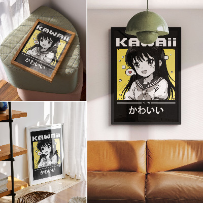 Plakat z teksturą płótna Kawai anime