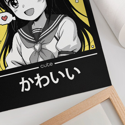 Plakat z teksturą płótna Kawai anime