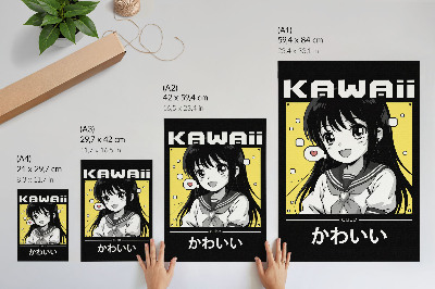 Plakat z teksturą płótna Kawai anime