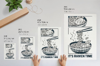 Plakat ścienny Styl komiksowy miska ramenu pałeczki chłoną smak