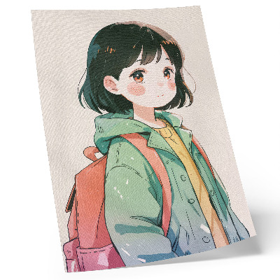 Plakat z teksturą płótna Dziewczynka anime