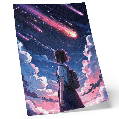 Plakat na płótnie Magicza sceneria spadających gwiazd nocne niebo