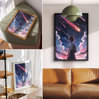 Plakat na płótnie Magicza sceneria spadających gwiazd nocne niebo