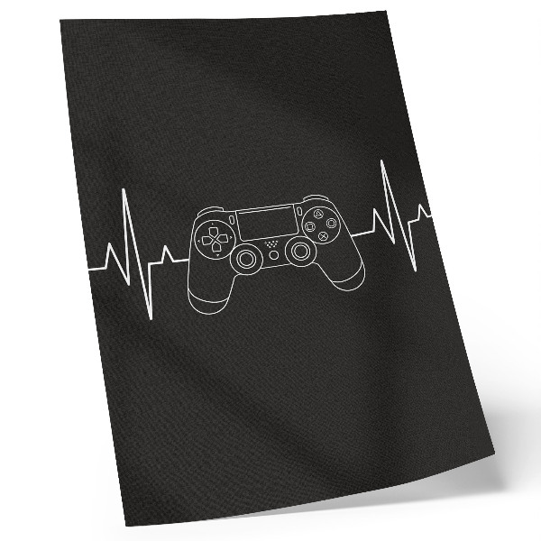 Plakat ścienny Minimalistyczny motyw gamingu czarne i białe serce